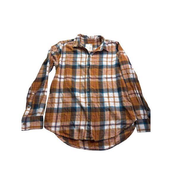 SO Cozy Shirt Juniors Button Front Flannel Top Size S Plaid Multicolor Cotton - Picture 1 of 5